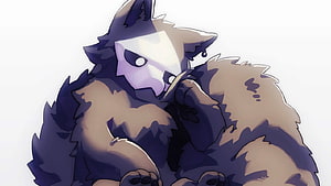 Puro the Wolf Character Digital Illustration in Dark Blue and White Fur HD wallpaper