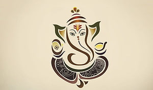 Stylized Vector Illustration of Lord Ganesha with Intricate Patterns and Earthy Tones HD wallpaper