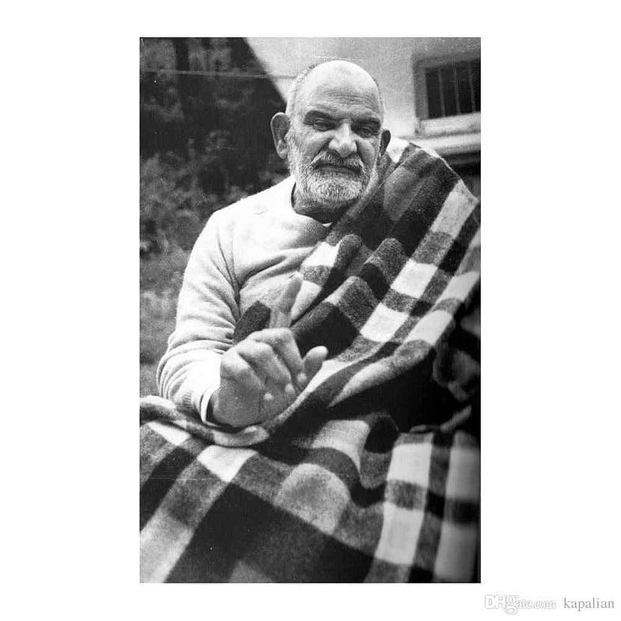 Portrait of Sri Ramana Maharshi Sitting Wrapped in a Plaid Shawl, Poster Neem Karoli Baba Ashram Art Print Paper Wall Painting 12 24 36 47 Inches, #neem karoli baba HD phone wallpaper