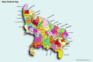 Detailed Colorful Political Map of Uttar Pradesh India Showing Districts HD wallpaper