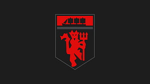 Manchester United Red Devil Crest Emblem on Dark Background HD wallpaper