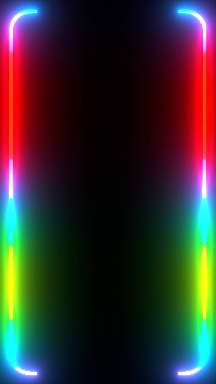 Vibrant RGB Neon Edge Frame on Black Background HD phone wallpaper