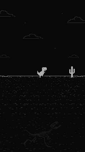 Chrome Dino Game Night Mode Pixel Art Wallpaper HD phone wallpaper