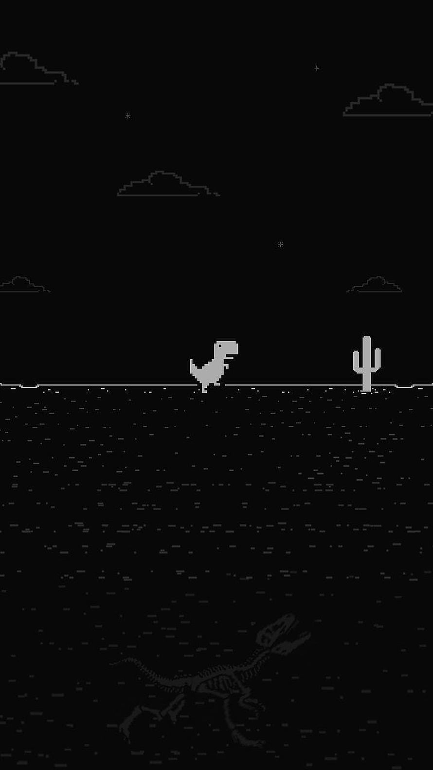 Chrome Dino Game Night Mode Pixel Art Wallpaper HD phone wallpaper