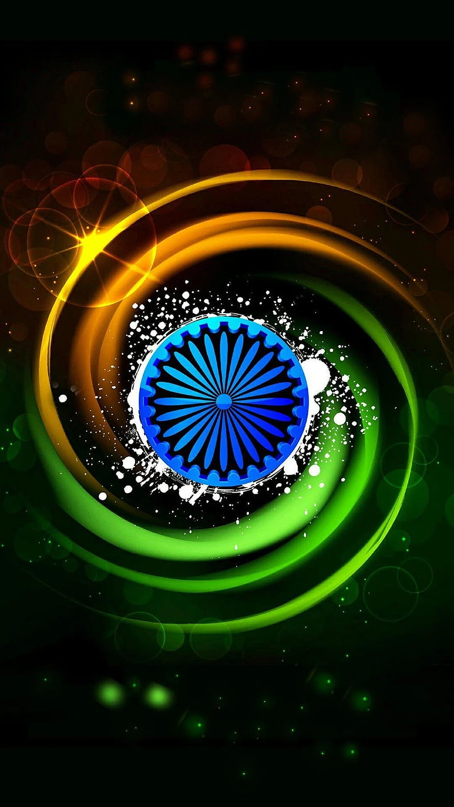 Abstract Indian Flag Design With Swirling Saffron Green And Blue Ashoka Chakra HD phone wallpaper