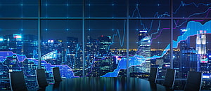 Modern Conference Room With City Skyline And Financial Data Charts HD wallpaper