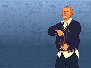 Bully Video Game Character in School Uniform Holding Cigarettes HD wallpaper