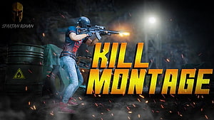 Gaming Kill Montage Thumbnail Featuring Soldier Firing Assault Rifle HD wallpaper