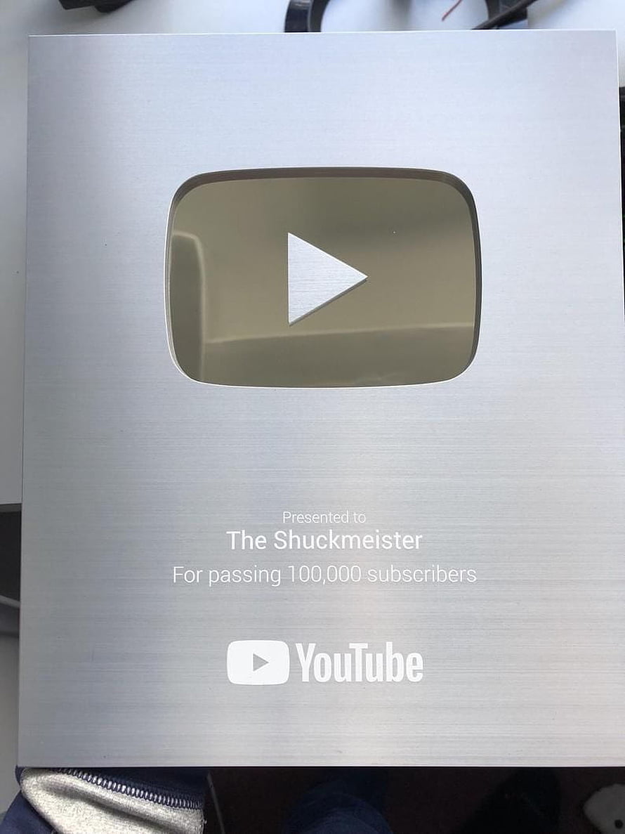 YouTube Silver Creator Award Plaque for The Shuckmeister 100k Subscribers HD phone wallpaper