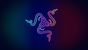 Razer Neon Logo Glowing on Dark Gradient Background HD wallpaper