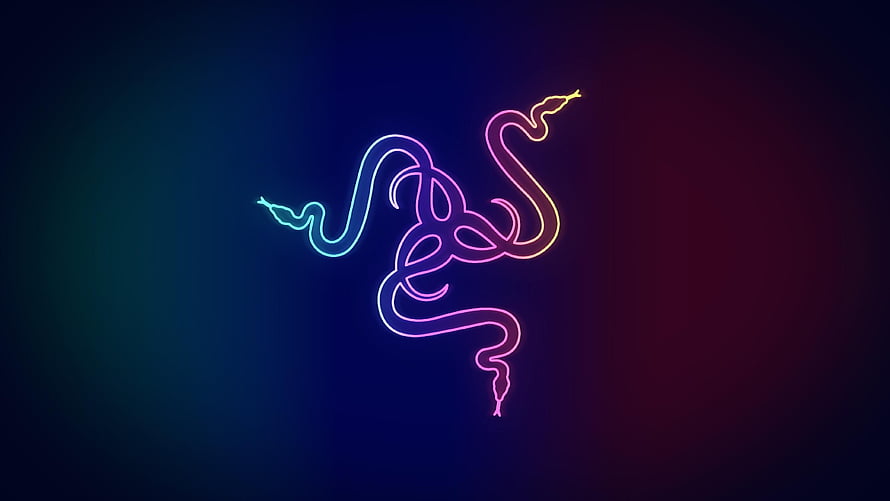 Razer Neon Logo Glowing on Dark Gradient Background HD wallpaper