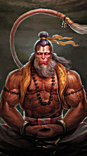 Meditating Hanuman with Rishi Ravi Purohit Style Artwork, Ravi Purohit on h man, bajrangbali HD phone wallpaper
