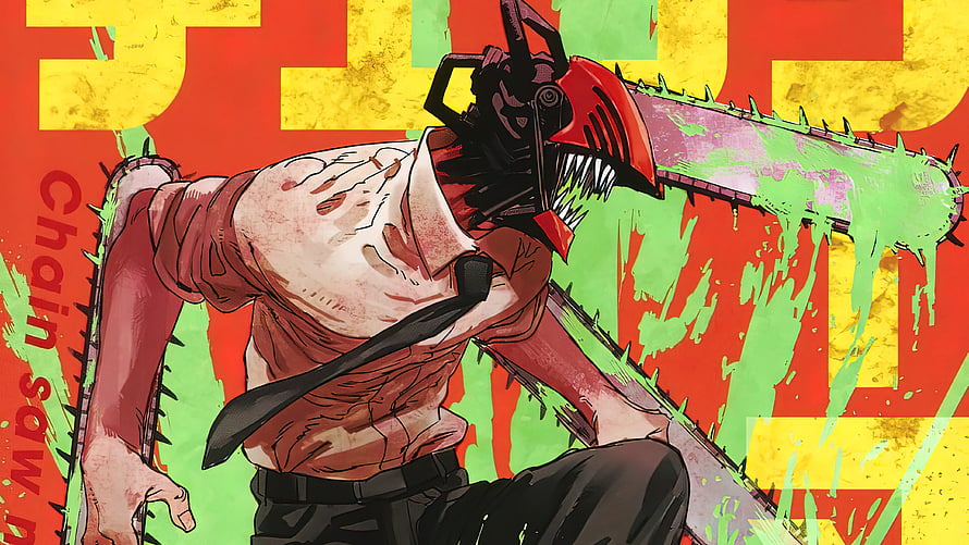 Chainsaw Man Denji Anime Poster with Chainsaw Head and Red Shirt, Chainsaw Man Poster PC, #chainsaw man HD wallpaper