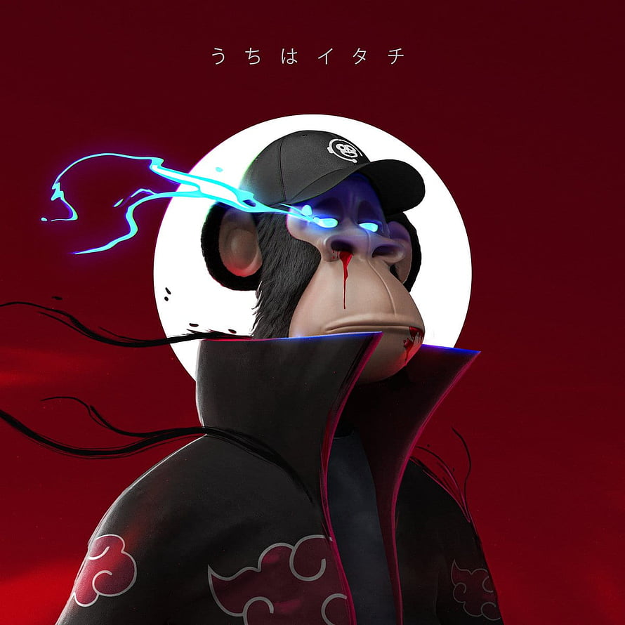 Hapebeast NFT Digital Art: 3D Monkey in Akatsuki Cloak with Glowing Eyes HD phone wallpaper