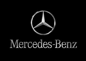 Mercedes-Benz Silver Logo on Black Background HD wallpaper