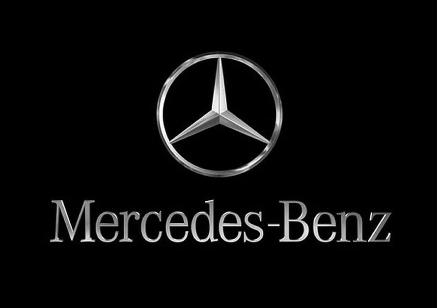 Mercedes-Benz Silver Logo on Black Background HD wallpaper