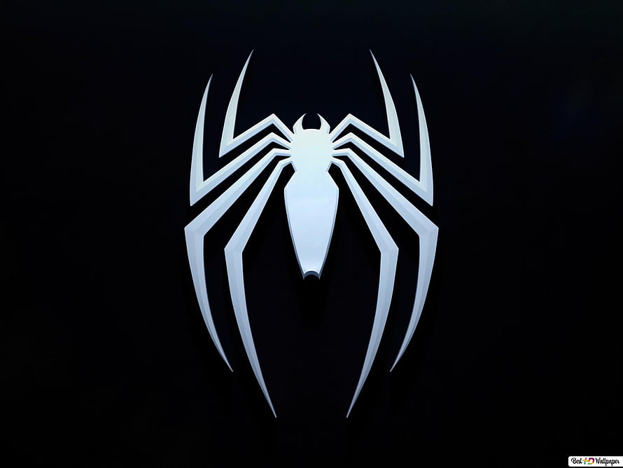 Spider-Man 2 White Spider Logo on Black Background, Marvel's Spider Man 2, the amazing spider man logo HD wallpaper