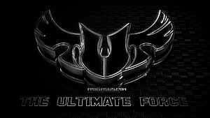 ASUS ROG Gaming Logo with The Ultimate Force Tagline on Dark Grid Background HD wallpaper