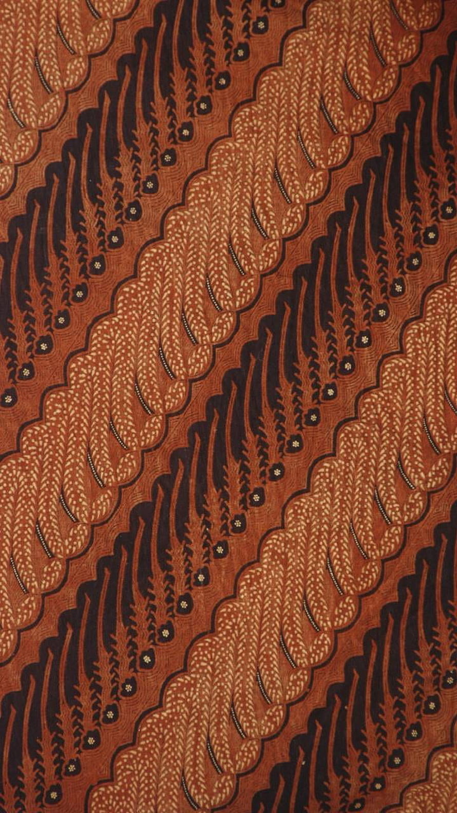 Traditional Indonesian Batik Textile with Intricate Brown and Black Floral Patterns HD phone wallpaper