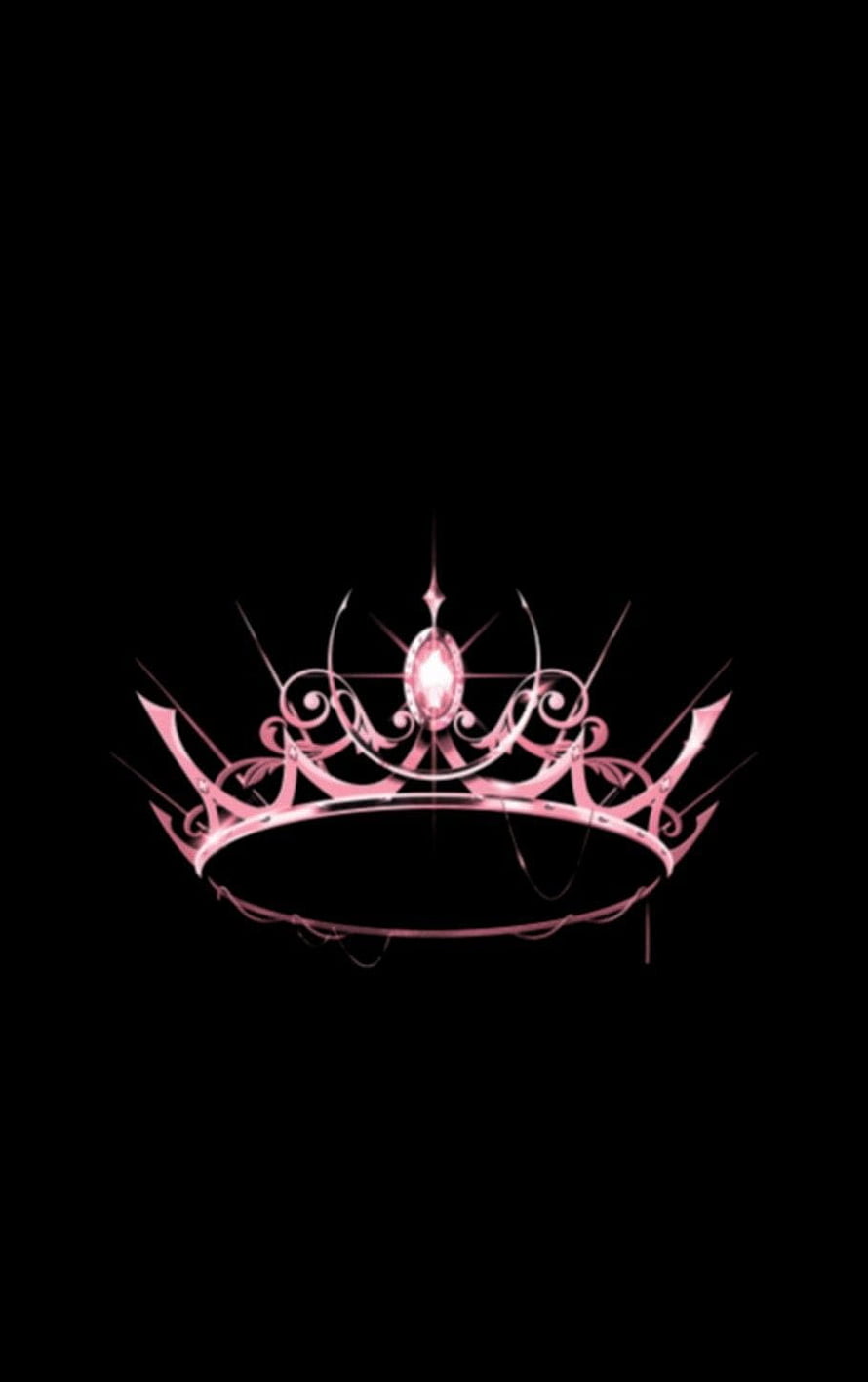 Pink Ornate Crown With Central Gemstone On Black Background HD phone wallpaper