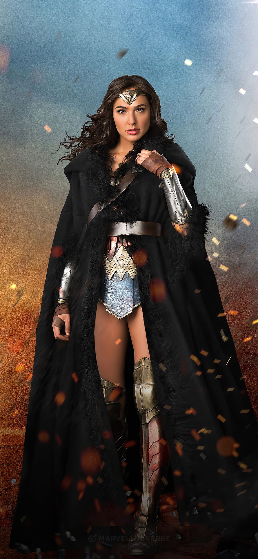 Gal Gadot as Wonder Woman in a dramatic black cloak and golden armor, 1125x2436 Wonder Woman Gal Gadot 2020 XS, 10, X , Backgrounds, and, gal gadot wonder woman android HD phone wallpaper
