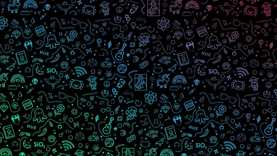 Neon Doodle Pattern on Black Background with Pop Culture Icons and Symbols HD wallpaper