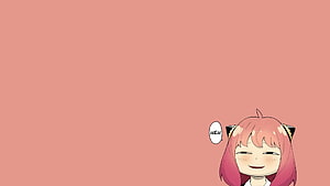 Anya Forger Smiling with Cat Ears on a Solid Pink Background HD wallpaper