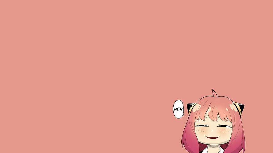 Anya Forger Smiling with Cat Ears on a Solid Pink Background HD wallpaper