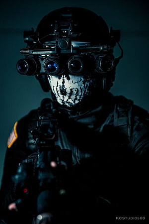 Call of Duty Ghosts Cosplay Featuring Tactical Gear and Night Vision Equipment HD phone wallpaper