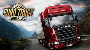 Red Scania R730 Semi Truck Driving on Mountain Highway in Euro Truck Simulator 2 HD wallpaper