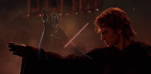 Anakin Skywalker and Darth Vader Lightsaber Duel Scene HD wallpaper