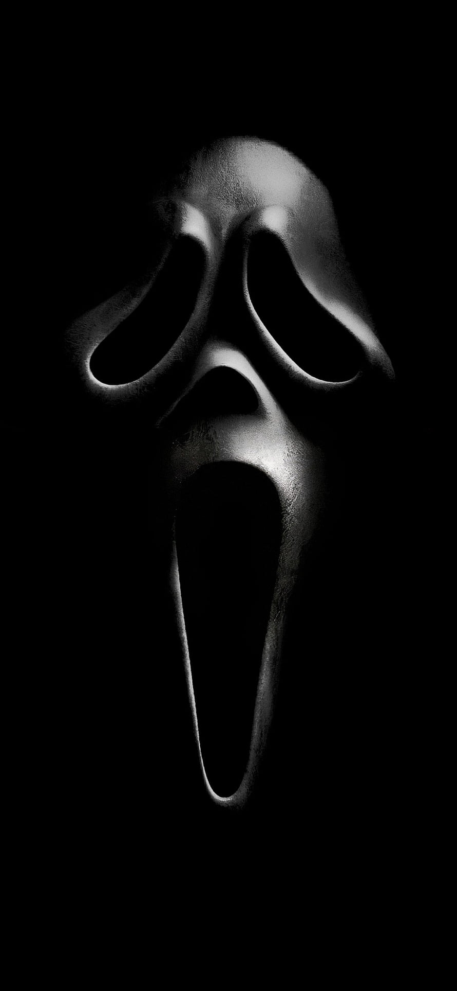 Ghostface Mask from Scream in Dramatic Black and White Horror Aesthetic HD phone wallpaper