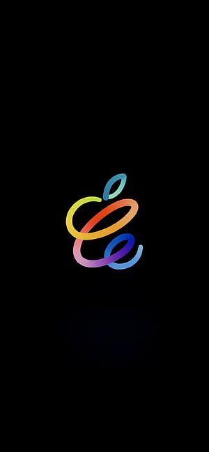 Apple Spring Loaded Event Logo with Rainbow Gradient on Black Background HD phone wallpaper