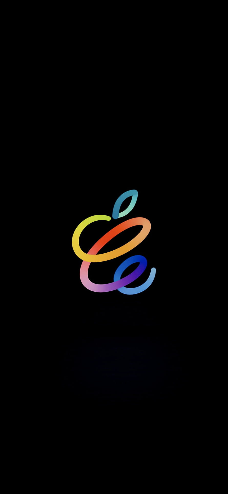 Apple Spring Loaded Event Logo with Rainbow Gradient on Black Background HD phone wallpaper