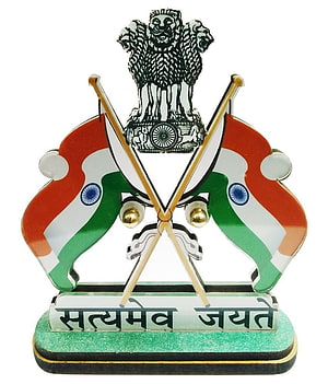 Indian National Emblem and Flag Desktop Ornament with Satyamev Jayate Motto HD phone wallpaper