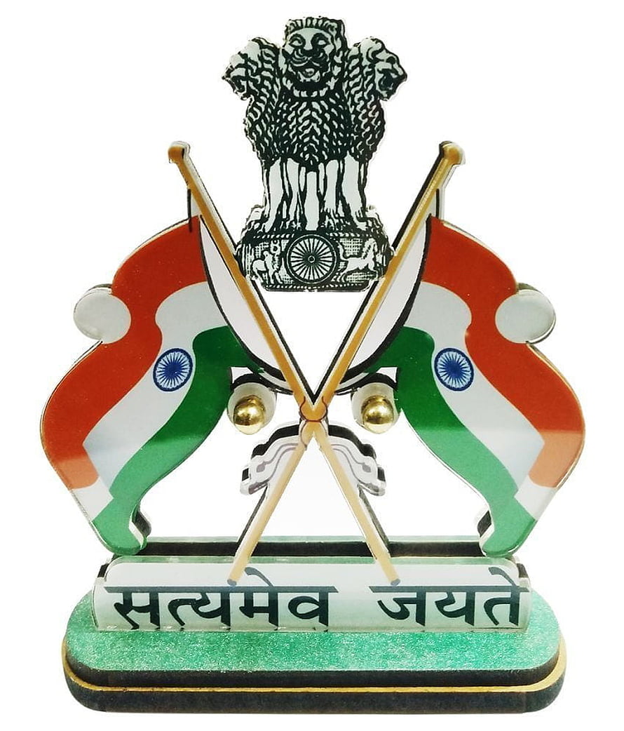Indian National Emblem and Flag Desktop Ornament with Satyamev Jayate Motto HD phone wallpaper