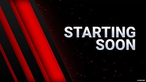 Red Diagonal Stripes and Starting Soon 3D Text on Black Background HD wallpaper
