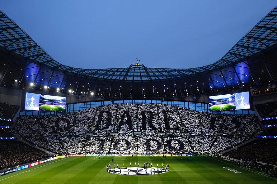 Tottenham Hotspur Stadium Tifo Display During UEFA Champions League Match HD wallpaper