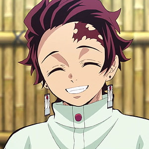 Tanjiro Kamado Smiling Portrait from Demon Slayer Anime HD phone wallpaper