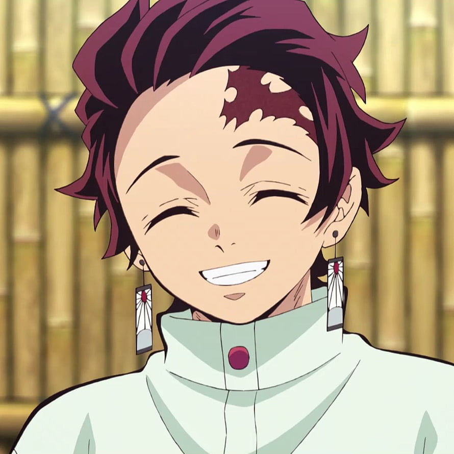 Tanjiro Kamado Smiling Portrait from Demon Slayer Anime HD phone wallpaper