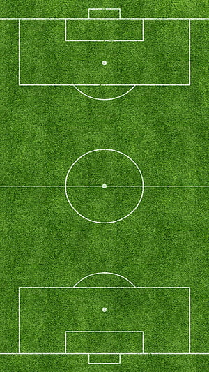 Top View of a Green Soccer Field with White Lines and Center Circle HD phone wallpaper