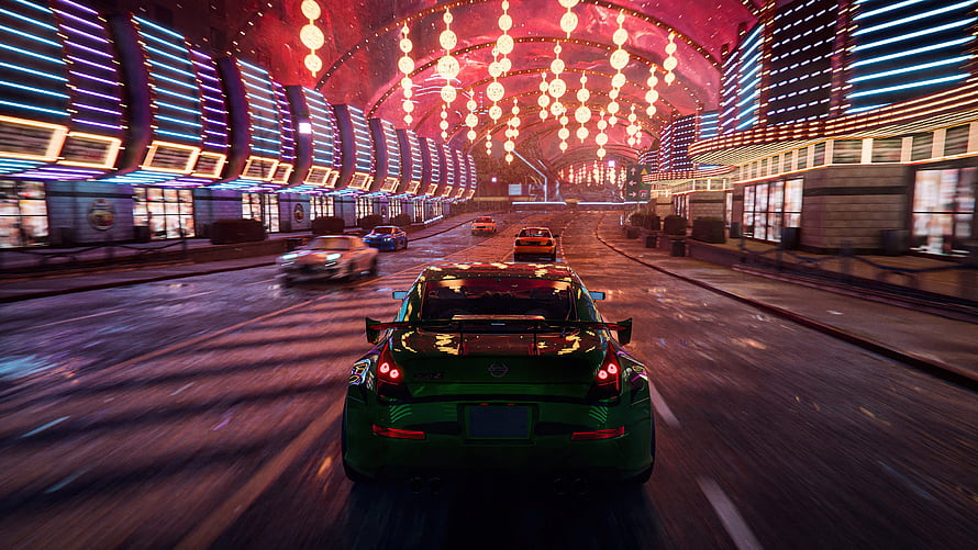Need For Speed Underground 2 Green Nissan 350Z Racing Through Neon-Lit City Tunnel HD wallpaper