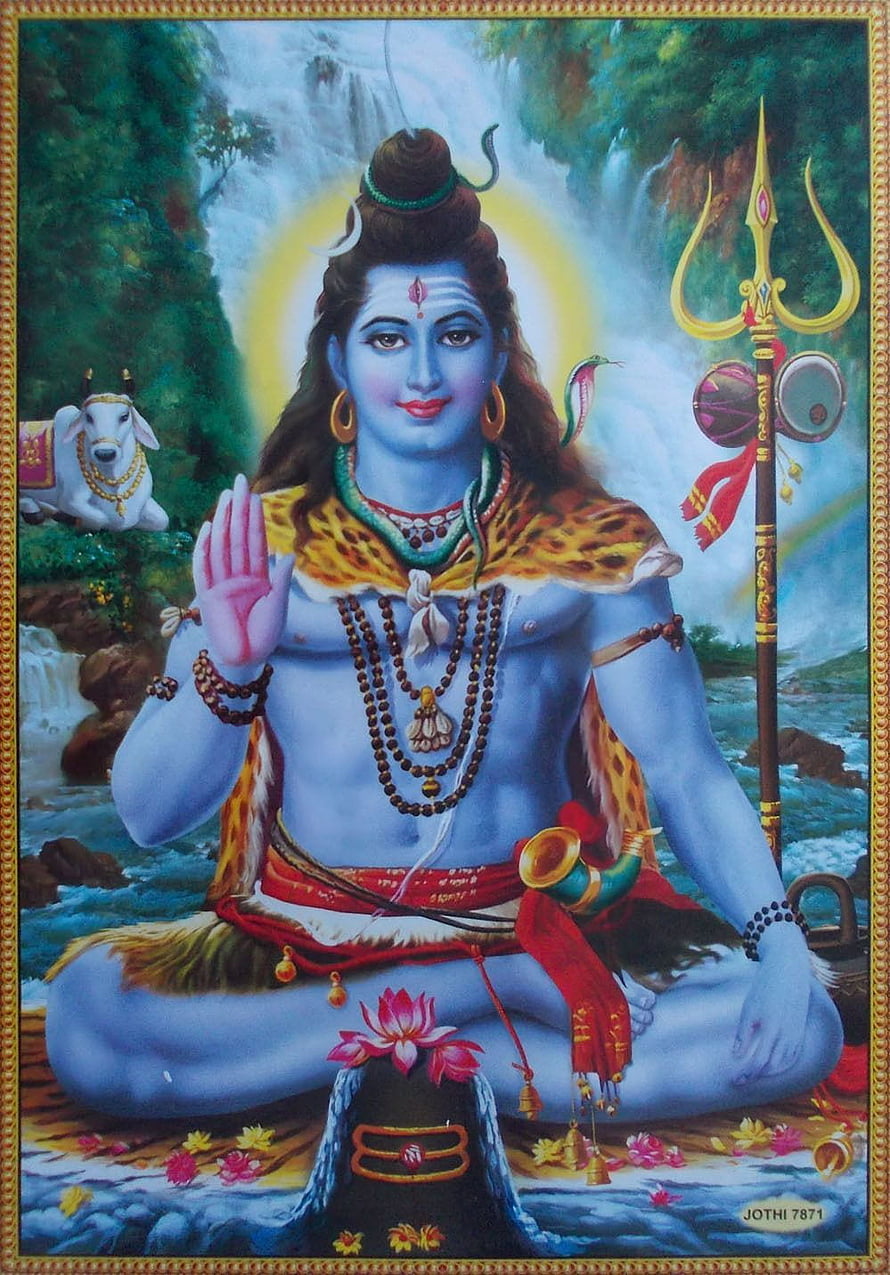 Lord Shiva Meditating in a Forest with Trishul and Nandi HD phone wallpaper