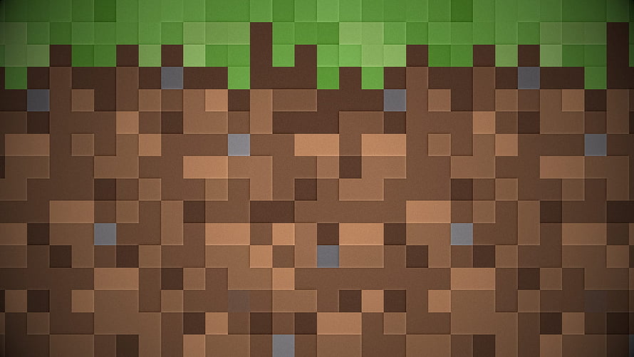 Minecraft Grass Block Texture with Pixelated Dirt and Green Top Layer HD wallpaper