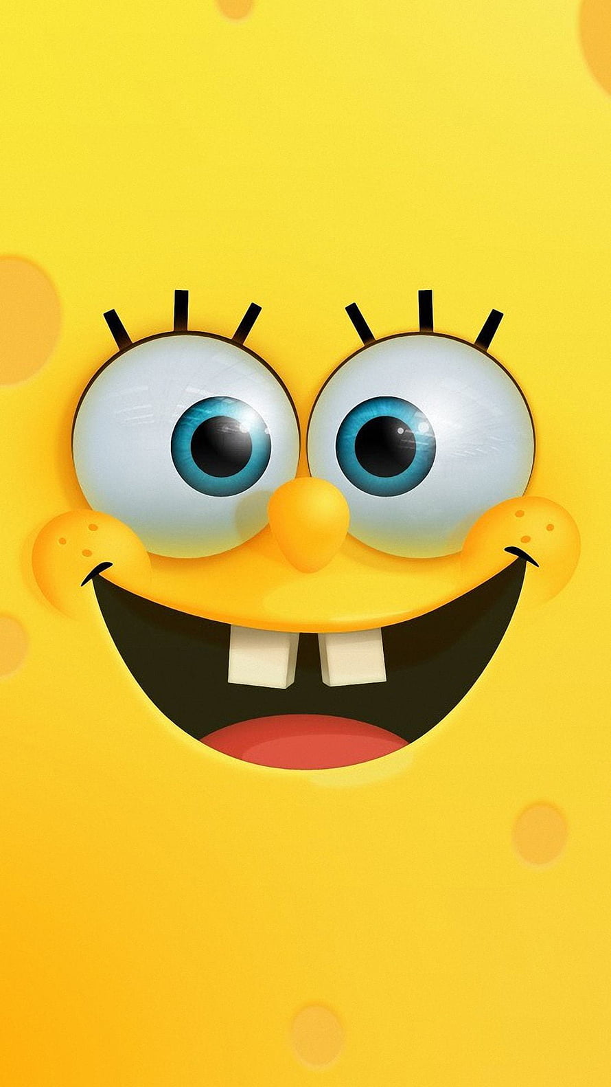SpongeBob SquarePants Happy Face Close-Up Yellow Background HD phone wallpaper