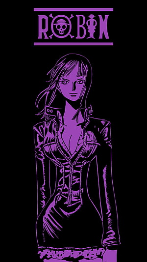 Nico Robin One Piece Anime Character Purple Silhouette Portrait Wallpaper HD phone wallpaper