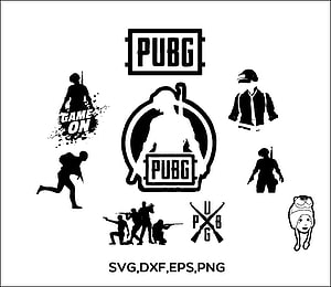 PUBG Mobile Silhouette Sticker Pack with Game On Text and Character Icons HD wallpaper