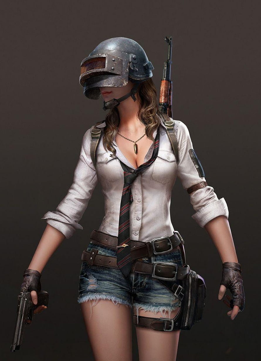 Female PUBG Mobile Character with Welding Helmet and Tactical Gear HD phone wallpaper