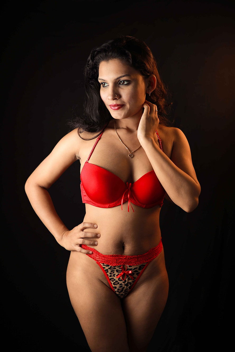 Woman in Red Lingerie with Leopard Print Details Posing Against Dark Background, Resmi R Nair 4 Glamorous , Wiki, Age, And Biography HD phone wallpaper