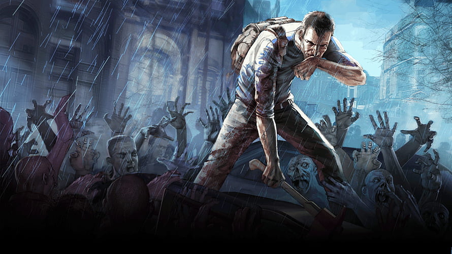 Project Zomboid Survival Artwork Featuring Armed Man Battling Zombie Horde in Rainy City, Project Zomboid Review HD wallpaper